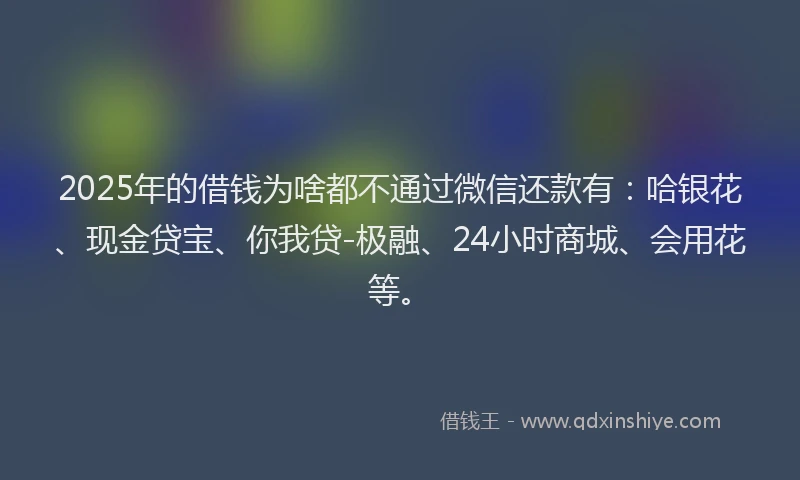 2025年的借钱为啥都不通过微信还款有：哈银花、现金贷宝、你我贷-极融、24小时商城、会用花等。