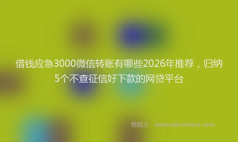 借钱应急3000微信转账有哪些2026年推荐,归纳5个不查征信好下款的网贷平台