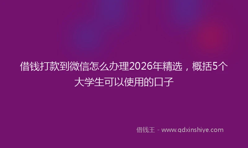 借钱打款到微信怎么办理2026年精选，概括5个大学生可以使用的口子