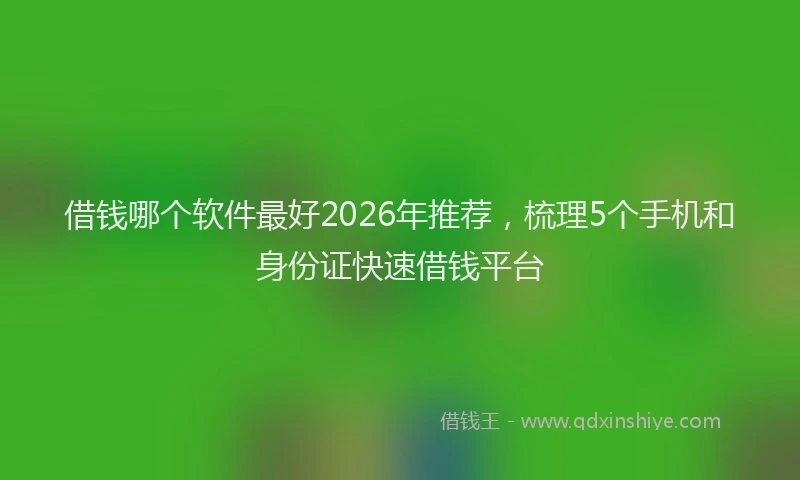 借钱哪个软件最好2026年推荐,梳理5个手机和身份证快速借钱平台