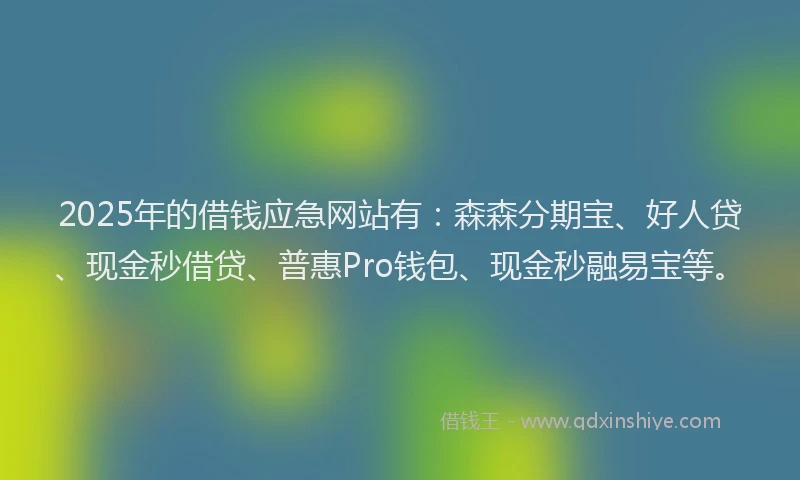 2025年的借钱应急网站有:森森分期宝、好人贷、现金秒借贷、普惠Pro钱包、现金秒融易宝等。