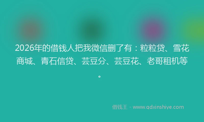 2026年的借钱人把我微信删了有:粒粒贷、雪花商城、青石信贷、芸豆分、芸豆花、老哥租机等。