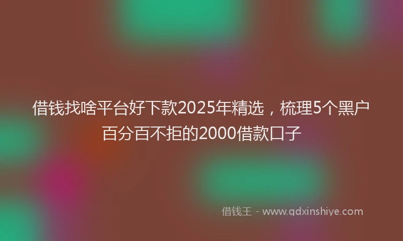借钱找啥平台好下款2025年精选，梳理5个黑户百分百不拒的2000借款口子