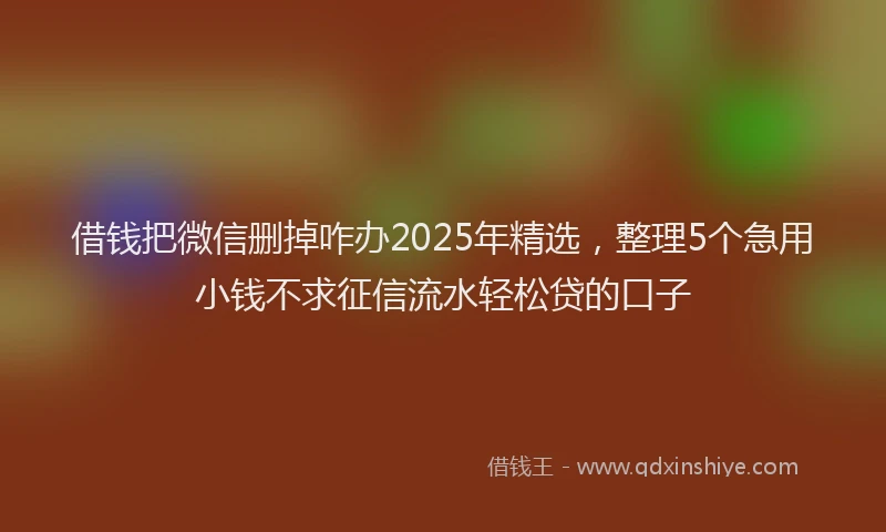 借钱把微信删掉咋办2025年精选,整理5个急用小钱不求征信流水轻松贷的口子