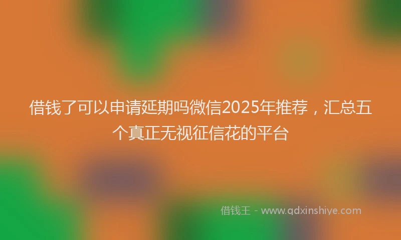 借钱了可以申请延期吗微信2025年推荐，汇总五个真正无视征信花的平台