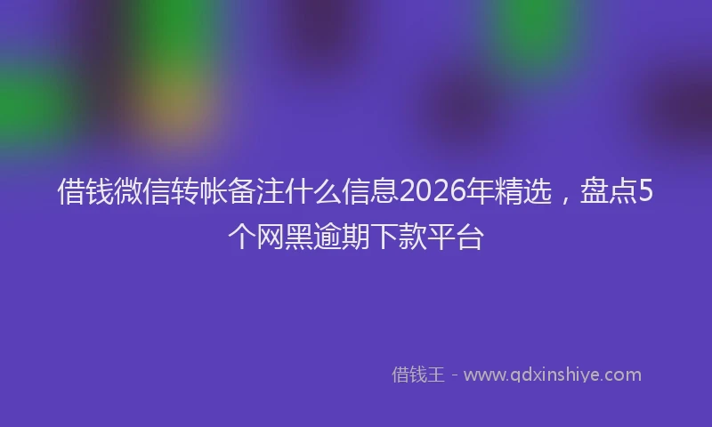 借钱微信转帐备注什么信息2026年精选，盘点5个网黑逾期下款平台