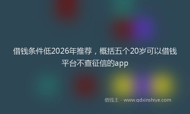 借钱条件低2026年推荐，概括五个20岁可以借钱平台不查征信的app