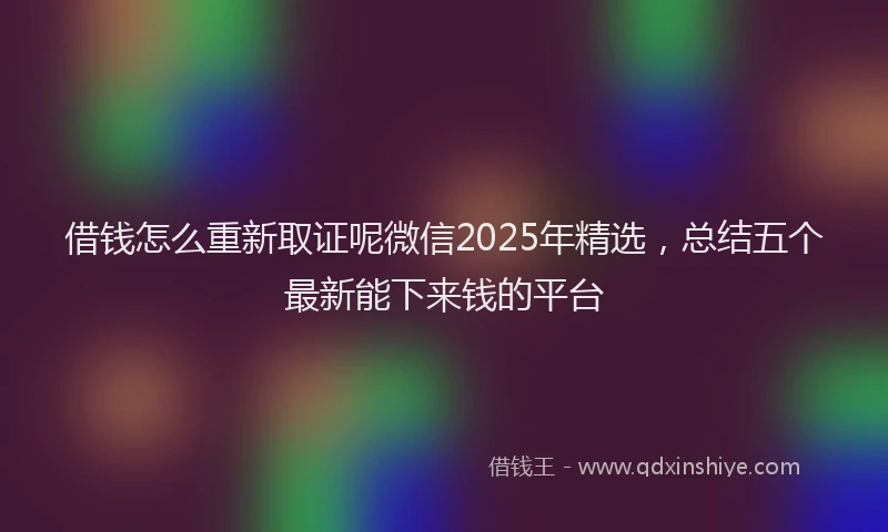 借钱怎么重新取证呢微信2025年精选，总结五个最新能下来钱的平台