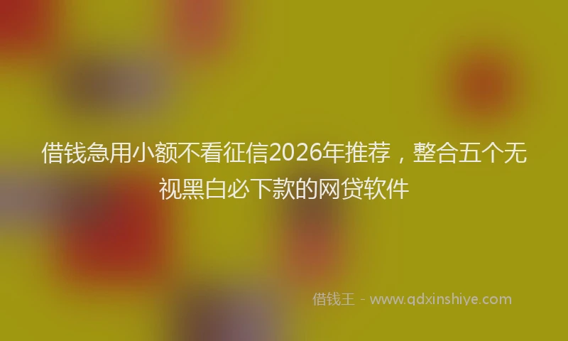 借钱急用小额不看征信2026年推荐，整合五个无视黑白必下款的网贷软件