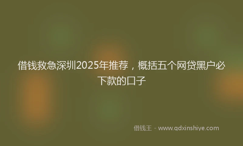 借钱救急深圳2025年推荐，概括五个网贷黑户必下款的口子