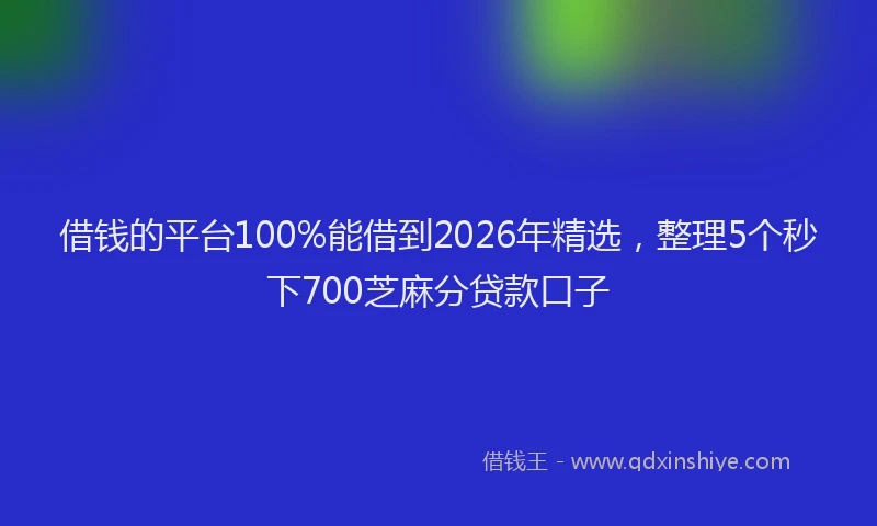 借钱的平台100%能借到2026年精选，整理5个秒下700芝麻分贷款口子