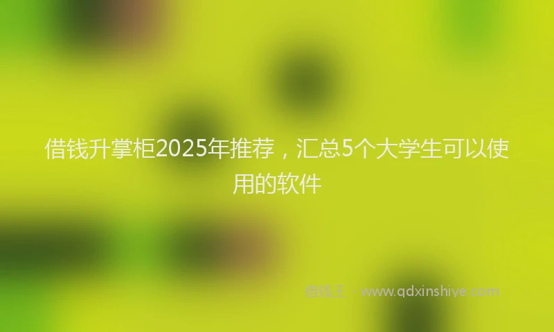 借钱升掌柜2025年推荐,汇总5个大学生可以使用的软件