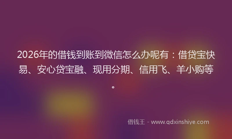 2026年的借钱到账到微信怎么办呢有：借贷宝快易、安心贷宝融、现用分期、信用飞、羊小购等。