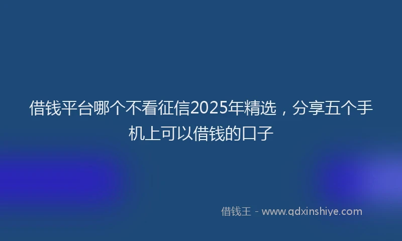 借钱平台哪个不看征信2025年精选,分享五个手机上可以借钱的口子