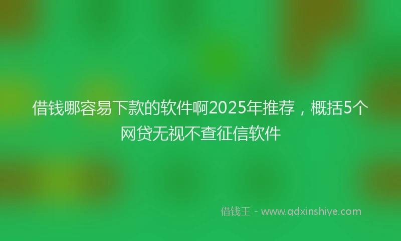 借钱哪容易下款的软件啊2025年推荐，概括5个网贷无视不查征信软件