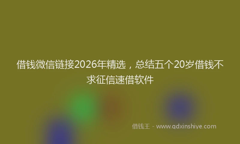 借钱微信链接2026年精选，总结五个20岁借钱不求征信速借软件