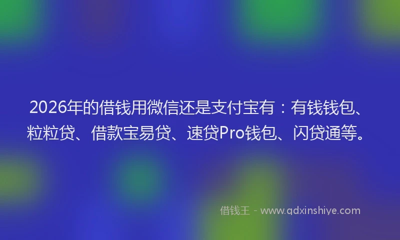 2026年的借钱用微信还是支付宝有：有钱钱包、粒粒贷、借款宝易贷、速贷Pro钱包、闪贷通等。