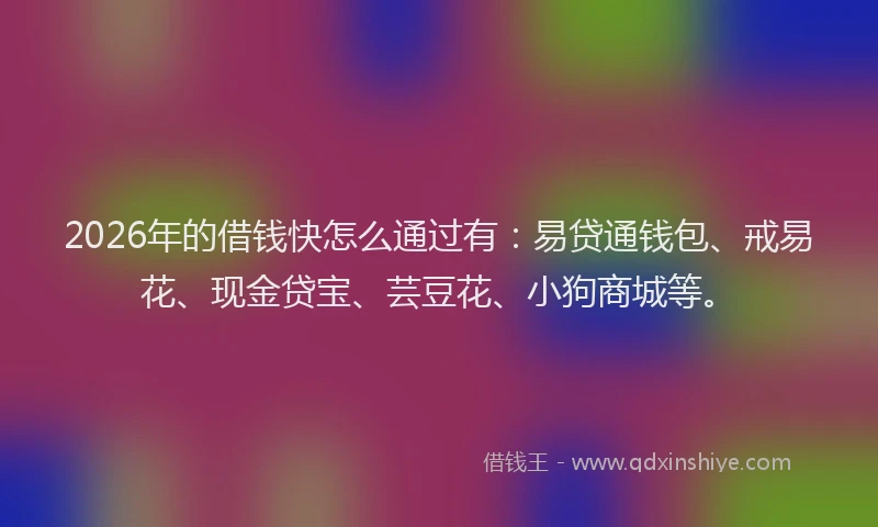 2026年的借钱快怎么通过有：易贷通钱包、戒易花、现金贷宝、芸豆花、小狗商城等。