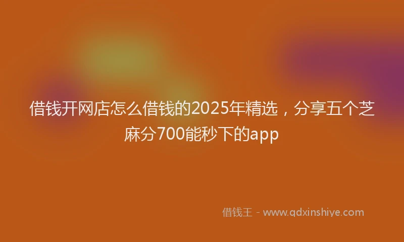 借钱开网店怎么借钱的2025年精选，分享五个芝麻分700能秒下的app