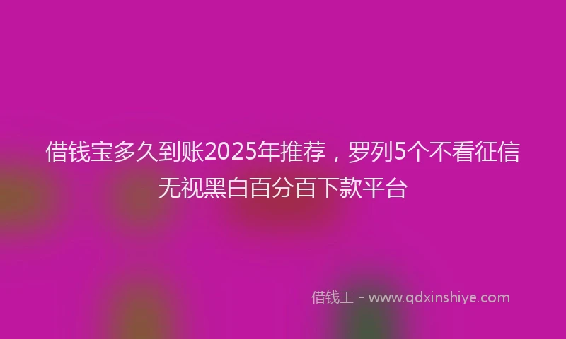 借钱宝多久到账2025年推荐，罗列5个不看征信无视黑白百分百下款平台