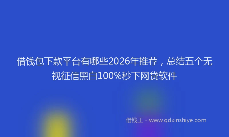 借钱包下款平台有哪些2026年推荐，总结五个无视征信黑白100%秒下网贷软件