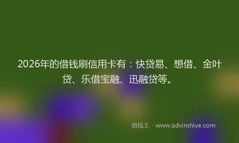 2026年的借钱刷信用卡有：快贷易、想借、金叶贷、乐借宝融、迅融贷等。