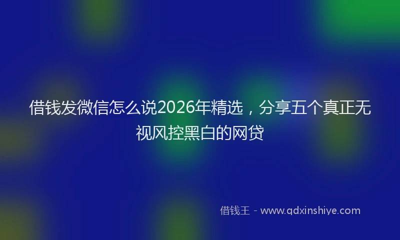 借钱发微信怎么说2026年精选，分享五个真正无视风控黑白的网贷