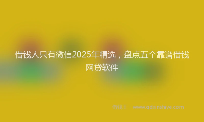 借钱人只有微信2025年精选,盘点五个靠谱借钱网贷软件