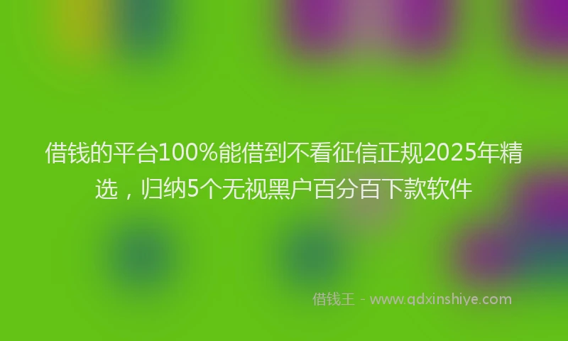借钱的平台100%能借到不看征信正规2025年精选，归纳5个无视黑户百分百下款软件