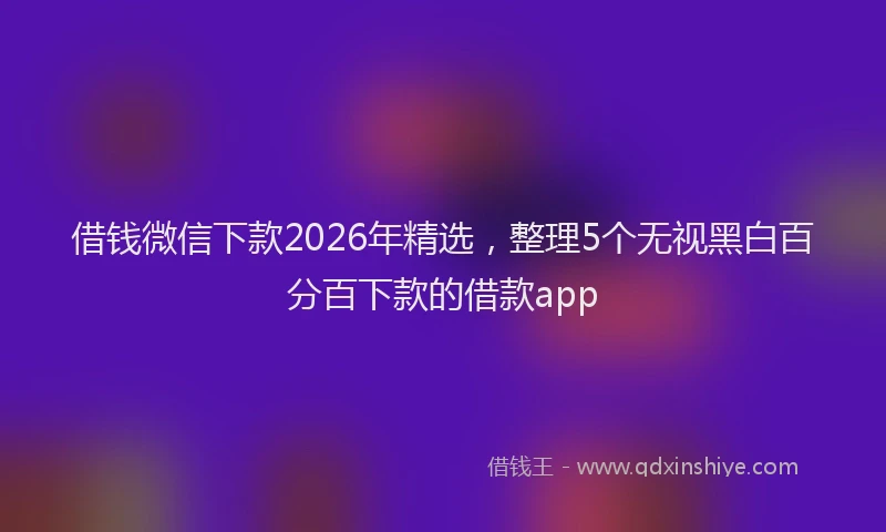 借钱微信下款2026年精选，整理5个无视黑白百分百下款的借款app
