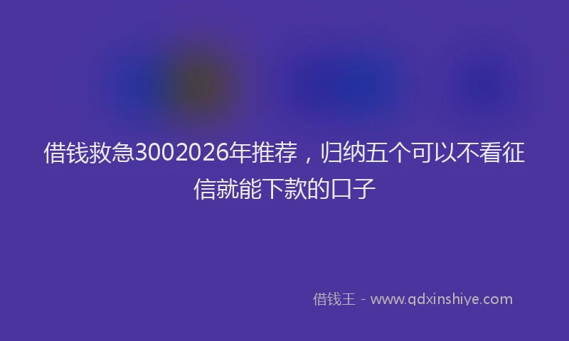 借钱救急3002026年推荐，归纳五个可以不看征信就能下款的口子