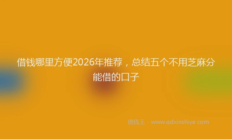 借钱哪里方便2026年推荐，总结五个不用芝麻分能借的口子