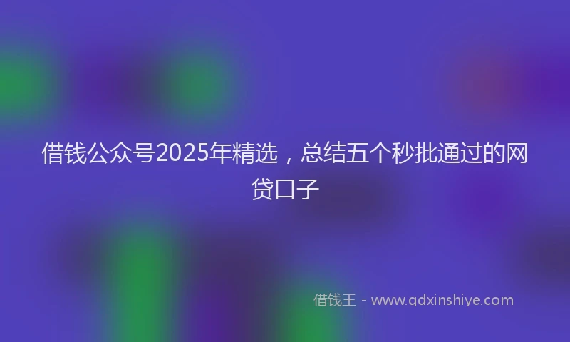 借钱公众号2025年精选，总结五个秒批通过的网贷口子