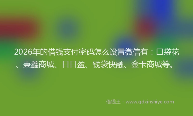 2026年的借钱支付密码怎么设置微信有:口袋花、秉鑫商城、日日盈、钱袋快融、金卡商城等。