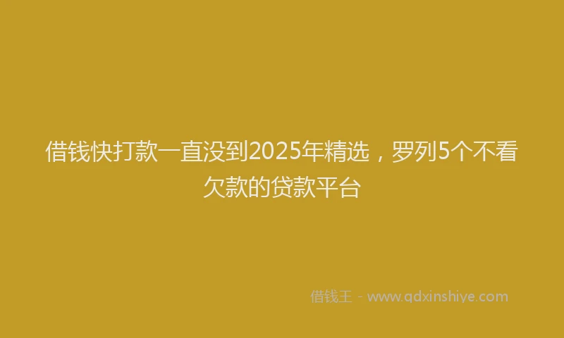 借钱快打款一直没到2025年精选，罗列5个不看欠款的贷款平台