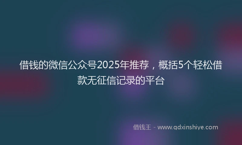 借钱的微信公众号2025年推荐,概括5个轻松借款无征信记录的平台