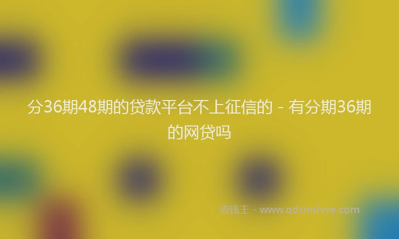 分36期48期的贷款平台不上征信的 - 有分期36期的网贷吗