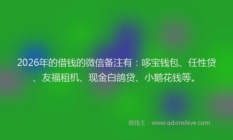2026年的借钱的微信备注有:哆宝钱包、任性贷、友福租机、现金白鸽贷、小鹅花钱等。