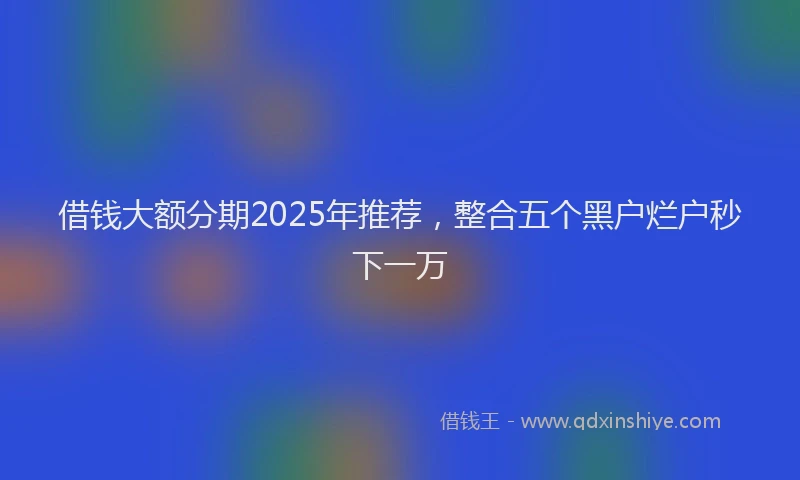 借钱大额分期2025年推荐，整合五个黑户烂户秒下一万