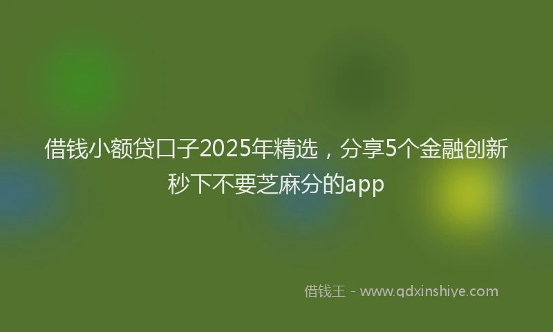 借钱小额贷口子2025年精选，分享5个金融创新秒下不要芝麻分的app