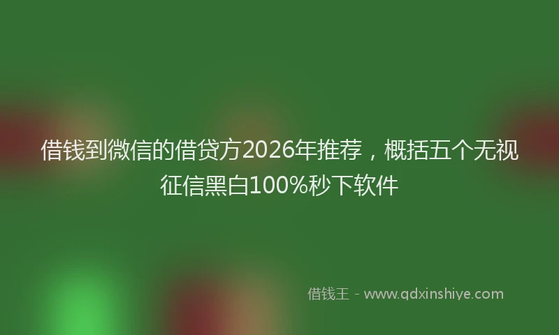 借钱到微信的借贷方2026年推荐，概括五个无视征信黑白100%秒下软件