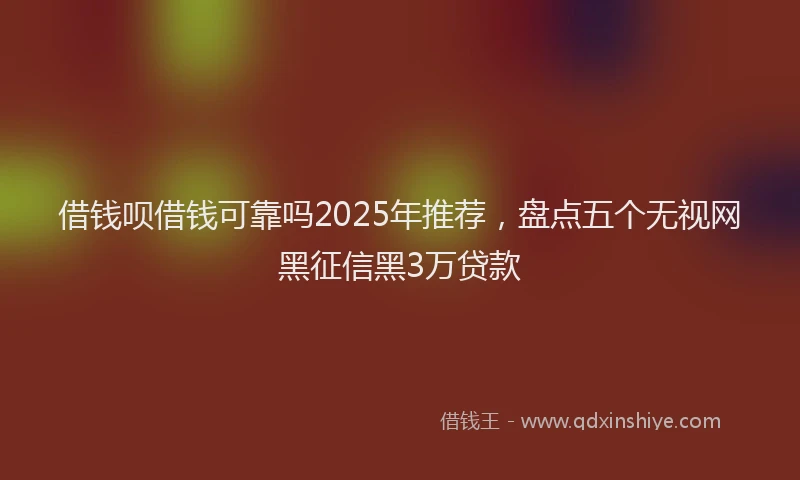 借钱呗借钱可靠吗2025年推荐,盘点五个无视网黑征信黑3万贷款