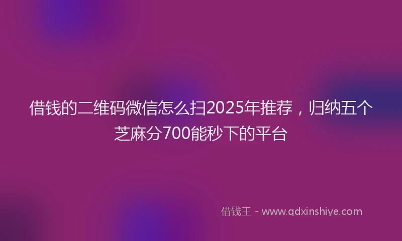 借钱的二维码微信怎么扫2025年推荐,归纳五个芝麻分700能秒下的平台