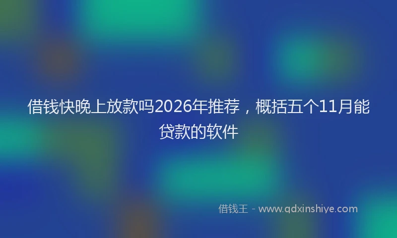 借钱快晚上放款吗2026年推荐，概括五个11月能贷款的软件