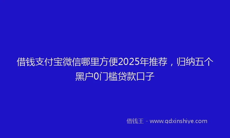 借钱支付宝微信哪里方便2025年推荐，归纳五个黑户0门槛贷款口子