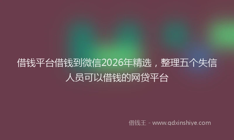 借钱平台借钱到微信2026年精选,整理五个失信人员可以借钱的网贷平台