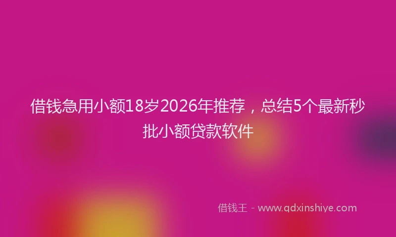 借钱急用小额18岁2026年推荐，总结5个最新秒批小额贷款软件