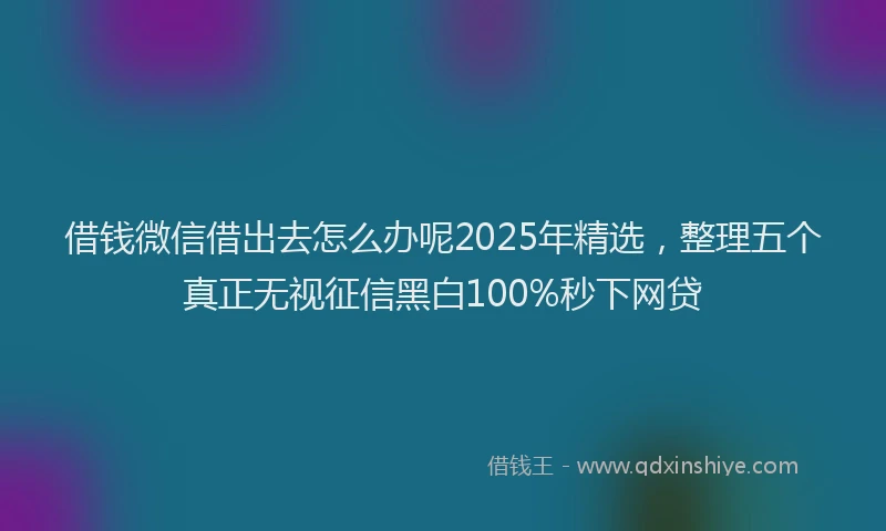借钱微信借出去怎么办呢2025年精选，整理五个真正无视征信黑白100%秒下网贷