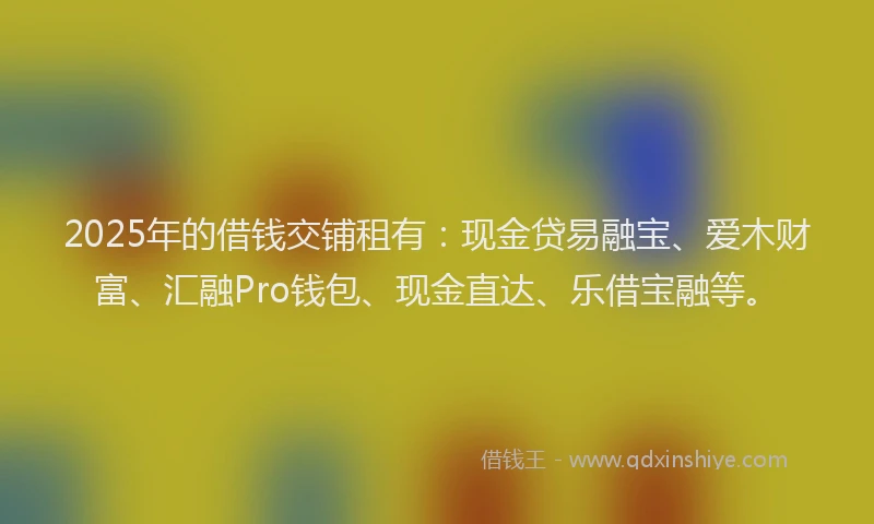 2025年的借钱交铺租有：现金贷易融宝、爱木财富、汇融Pro钱包、现金直达、乐借宝融等。