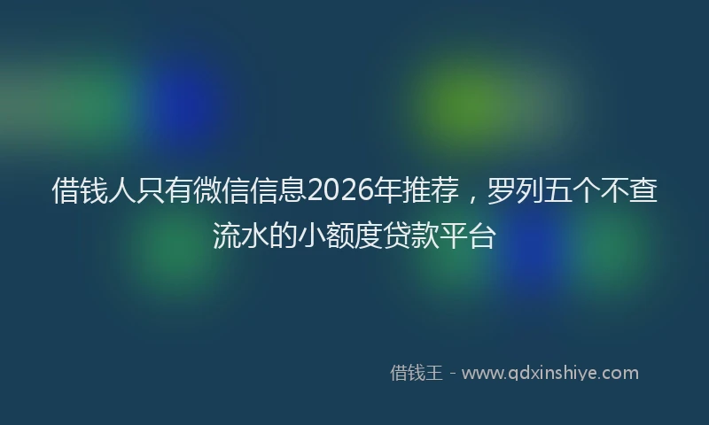 借钱人只有微信信息2026年推荐，罗列五个不查流水的小额度贷款平台